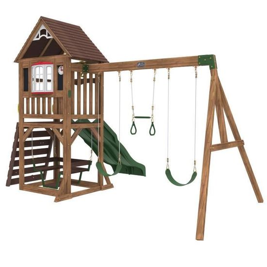 KidKraft Aire de jeux en bois Lindale avec toboggans, balançoires