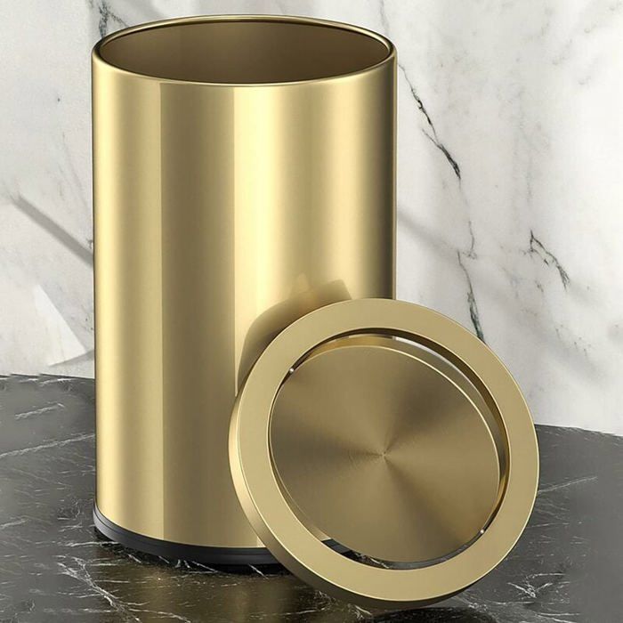 Poubelle En Marbre 15L/4Gallons Dorée Avec Couvercle à Rabat – Salle De Bain/cuisine