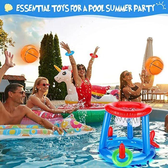 Panier De Basket Flottant Piscine - Jeu Aquatique Extérieur Avec Cadre Métallique Et Ballon - Idée Cadeau Été Pour Famille