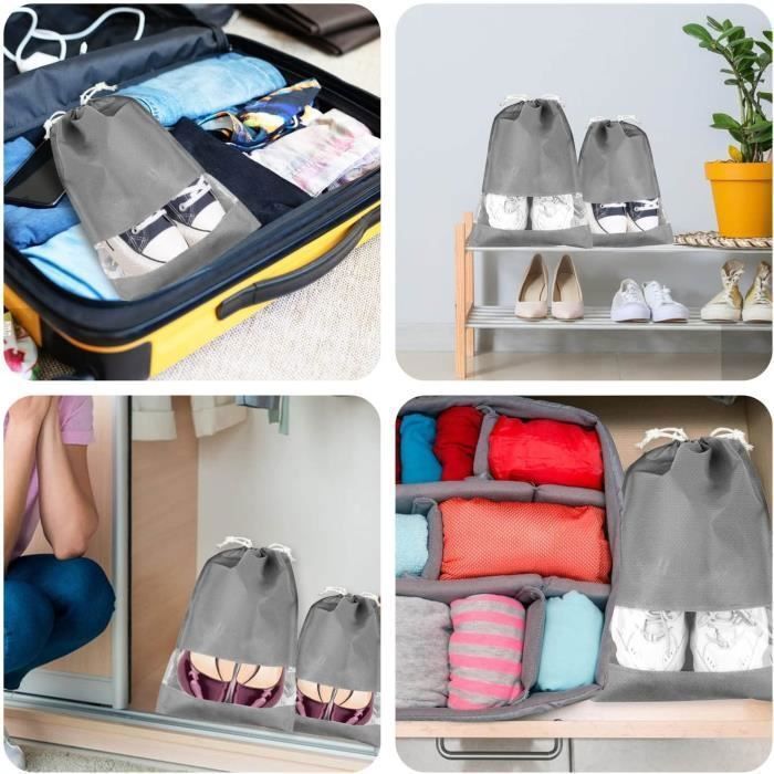 ENSEMBLE 3PCS Sac à linge en maille pour chaussures, sac de rangement pour chaussures de voyage