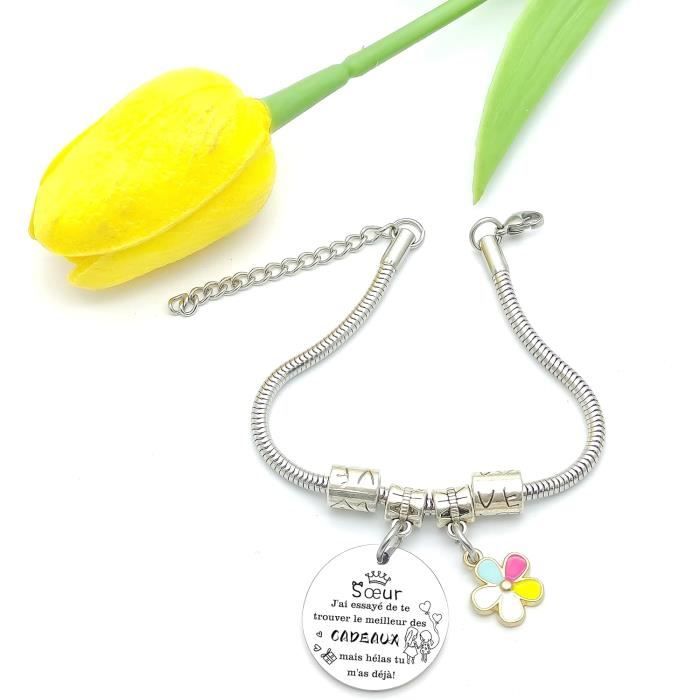 Bracelet Argent 925 Lettre Initiale - Réglable 17,5+6 Cm - Pour Sœurs, Amies, Maman - Cadeau Anniversaire, Noël