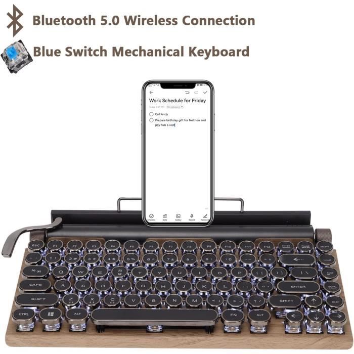 Delux – clavier ergonomique sans fil GM902 PRO, avec récepteur USB  rétroéclairé, interrupteur à ciseaux BT5.0