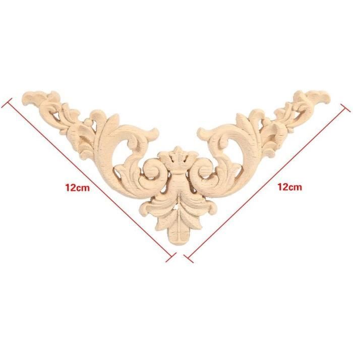4 Appliques En Bois Sculpté Style Européen - Décorations Murales Non Peintes Pour Meubles, Portes, Miroirs - DIY Personnalisable