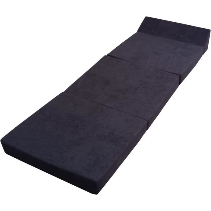 Natalia Spzoo Matelas lit Fauteuil futon Pliable Pliant Choix des Couleurs  - Longueur 200 cm (0001-Noir)