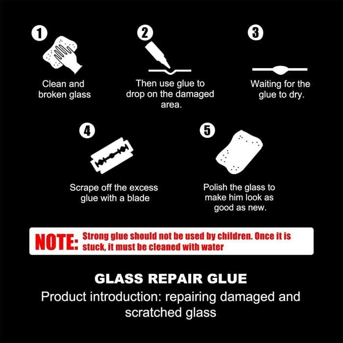Liquide de réparation de vitres Automobiles, kit de réparation de vitres  fissurées avec Colle de réparation de Pare-Brise de Voiture - Cdiscount Auto