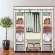 Meerveil Armoire Penderie Tissu 150×45×175 Cm Gris – Double Tringle, Rangement Vêtements XXL, Étagères Solides, Fermeture Zippée