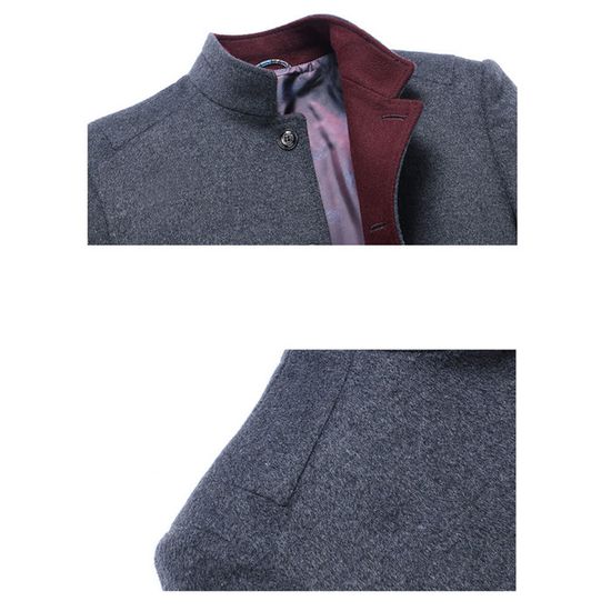 Manteau Homme Hiver En Laine – Coupe Slim, Court Et Chaud | Style Décontracté, Couleur Unie - 3
