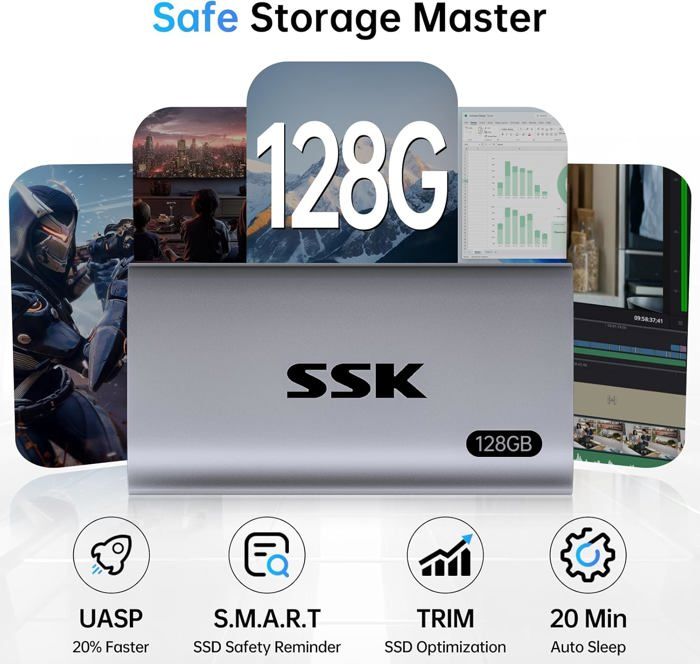 Ssd Externe Portable Ssk 256go SSD Externe SSK 256 Go - Vitesse 550 Mo/s - USB-C Compact Pour PC Et Mobiles Disque Portable Usb C