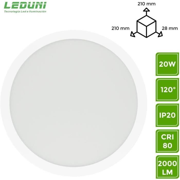Plafonnier LED 20W - Intérieur Rond - 120°