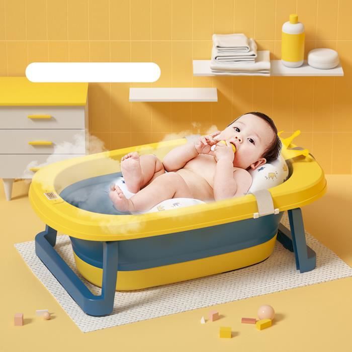 Baignoire pliable bébé pliante évolutive - SINBIDE - Blanc + bleu foncé -  Thermomètre - Coussin de bain - Cdiscount Puériculture & Eveil bébé