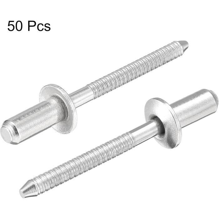 100 Rivets Aveugles En Acier Inoxydable 304 - Diamètre 1/8", Longueur De Poignée 1/2", Taille #4-8 - Neuf