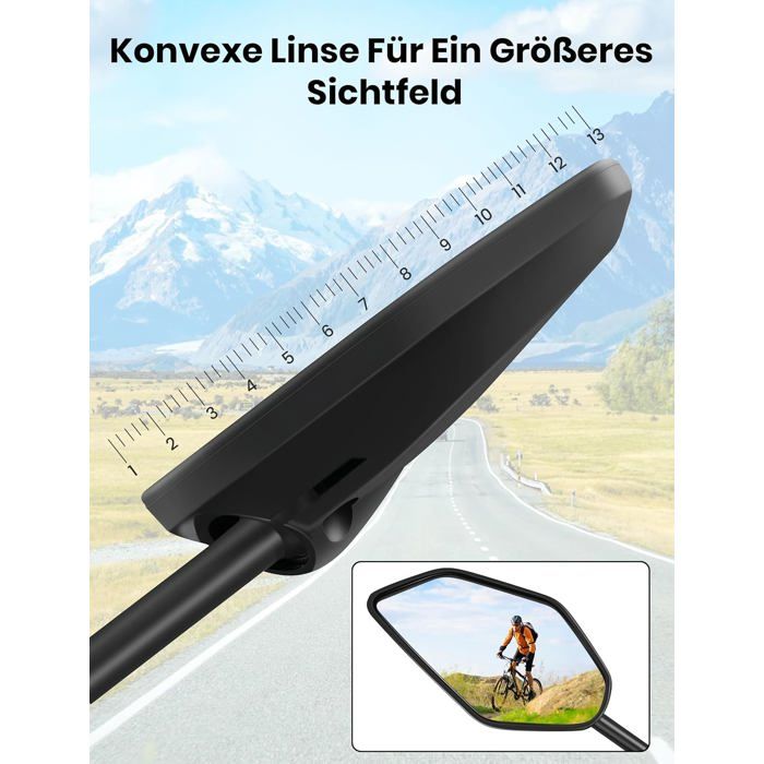 Rétroviseur Vélo Électrique Rotatif 360° Pliable – Miroir Extra Large HD, Verre Résistant Aux Chocs, Gauche