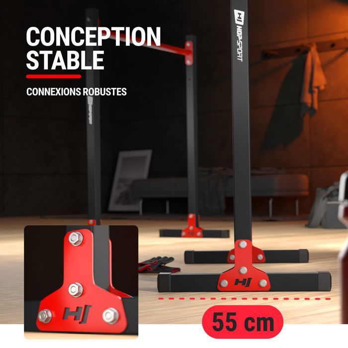 Barres De Dips Réglables HOP-Sport HS-2010K – Pour Muscu à Domicile, Jusqu’à 500 Kg, Stable Et Compacte