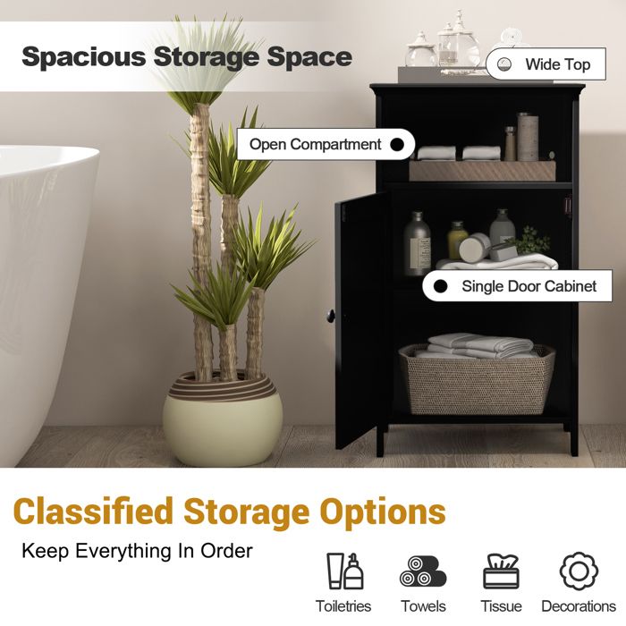 LIFEZEAL Meuble Salle De Bain Rangement Avec Etagère Réglable, Armoire De Rangement Sur Pied