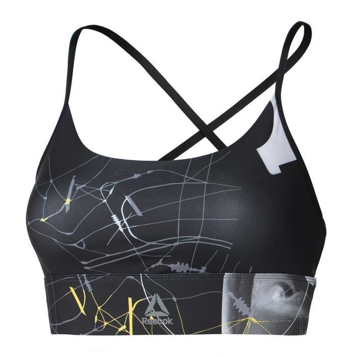 REEBOK Brassière Wor New Tri Back Br - Femme - Noir imprimé