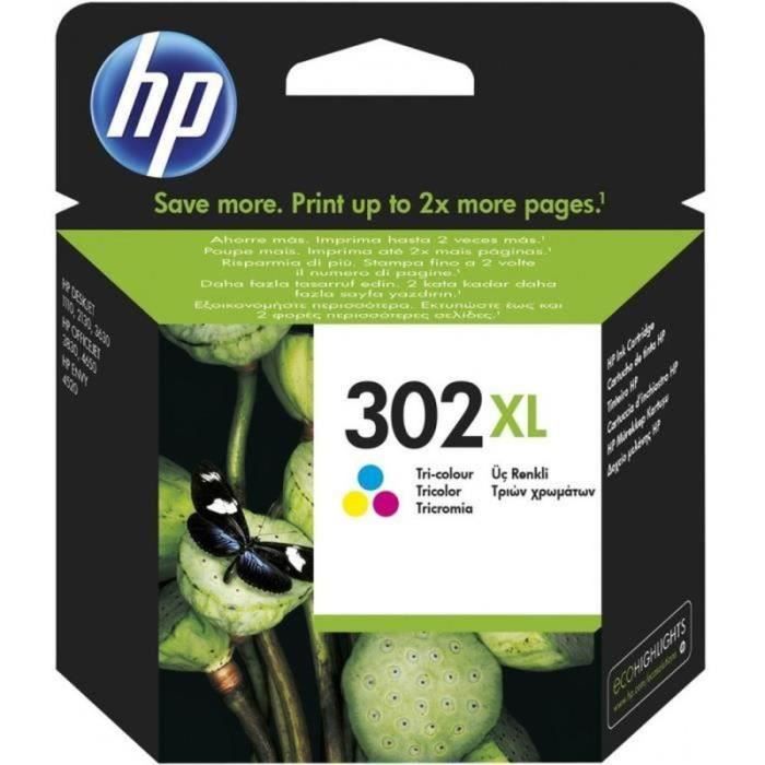 HP 302XL (F6U67AE) – Cyan, Magenta et Jaune