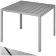 TECTAKE Table de jardin MAREN Résistant aux intempéries et aux UV Surface de la table en aspect bois - Argent-0