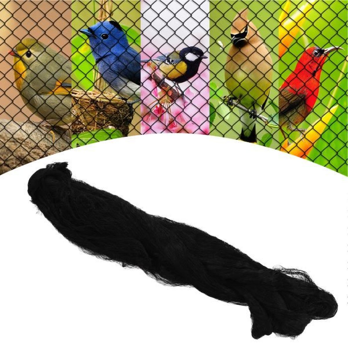Filet Anti-oiseaux Noir 3 X 6 M - Maille 1,5x1,5 Cm, En Nylon - Pour Protéger Fruits Et Cultures Au Jardin