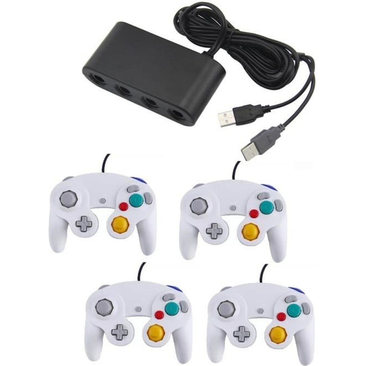 Adaptateur Gamecube sur Nintendo Wii U, Switch et PC + 4 Game cube Blanc Cdiscount