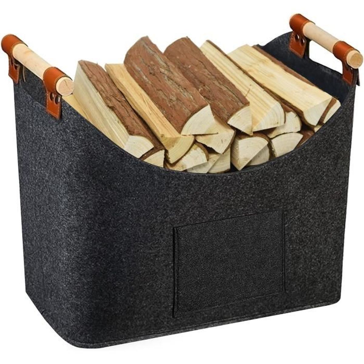 Lntyq Panier à Bûches,Grand Panier En Feutre Buche Avec 2 Poignées Panier De Rangement Bûches