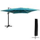 Parasol déporté - HAPPY GARDEN - MOLOKAI - Rectangulaire 3x4m - Couleur bleu - Housse incluse