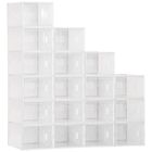 HOMCOM Lot de 18 boites cubes rangement à chaussures meuble modulable avec portes transparentes - dim. 25L x 35l x 19H cm
