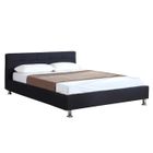 IDIMEX Lit double pour adulte NIZZA 140x190 cm 2 places / 2 personnes, avec sommier et pieds en métal chromé, tissu capitonné noir
