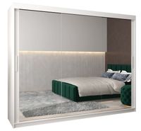 Armoire à 3 Portes Coulissantes avec Miroir, Tringle et Étagères - ABIKSMEBLE Tokyo 3 250 - 250x200x62 cm Blanc