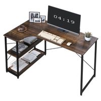 EUGAD Bureaux d'ordinateur Table PC Table de Bureau avec 2 étagères Table de Travail avec Bibliothèque 120x74x71,5 cm Noir+Bois