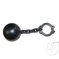Boulet de prisonnier en plastique avec chaîne - Noir - 55cm