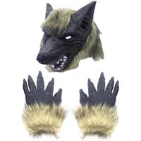 Tête de loup Masque Scary Halloween facial loup-garou Masque avec Gants pour Halloween et Cosplay Costume Party Horror Nights [543]