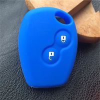Bleu Étui pour clé de voiture en silicone, 2 boutons, housse pour télécommande Renault, Clio, Scenic, Megane,