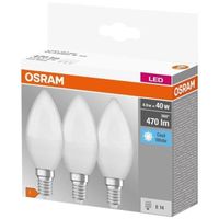 OSRAM Boite de 3 Ampoules LED flamme dépolie avec radiateur E14 4,9W - Blanc froid