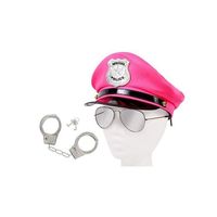 Trend-world Kit de déguisement Police Femme Fille policiere Pink Rose: (KV-111) 3 Accessoires: Casquette + Lunettes + Menottes | soi