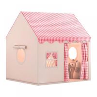 Tente De Jeu Enfant Rose – 120 X 100 X 130 Cm – Fenêtres, Lampe LED, Structure Métal – Intérieur/extérieur – Dès 3 Ans