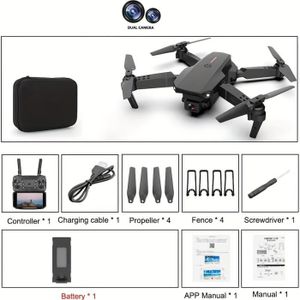 DRONE Noir-Drone RC pliable E88 Pro avec caméra HD, WiFi