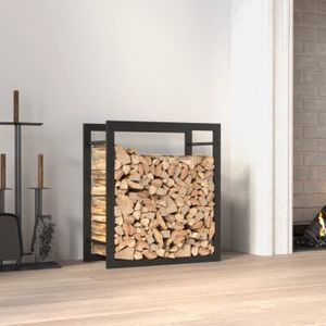 PANIER PORTE BUCHES Porte-bûches pour bois de chauffage, Noir mat 50x2