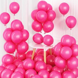 BALLON DÉCORATIF  Lot De 60 Ballons En Latex Rose Vif, 30 Cm, Mats, 
