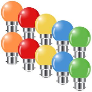 AMPOULE - LED Ampoule LED B22 Couleur 1W , Ampoule à Baïonnette Colorées,Ampoule G45 Mini Globe,Lumières Noël Terrasse Extérieure Lot de 10
