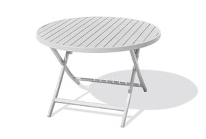 TABLE DE JARDIN  Table de jardin pliante en aluminium - MARIUS - GRIS - Diamètre 110 cm