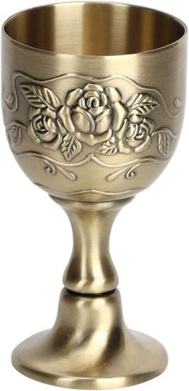 Coupe à Vin Médiévale En Bronze - Calice Vintage Fait Main Avec Reliefs - Décoration Ou Pour Boire - Cadeau Original Mariage, Collection