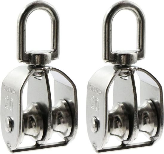 Lot De 8 Poulies En Acier Inoxydable M20 - Charge Max 75 Kg - Pour Corde, Treuil, Levage, Bricolage - 4