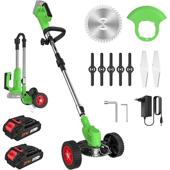 Débroussailleuse électrique Sans Fil 21 V Avec 2 Batteries De 4,0 Ah Et
