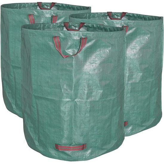 Sacs à Déchets De Jardin XXL 272L - Lot De 3 Sacs + Gants + Sac De Rangement - Résistants, Imperméables - Pour Feuilles, Herbe, Branches - 2
