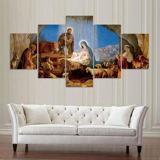 5 Parties Tableau Decoration Murale Impressions sur Toile Jésus-Christ Le Seigneur Catholique Chrétien  100x60cm[1412]