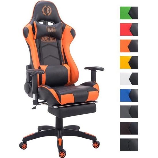 Fauteuil Gaming BOAVISTA - Similicuir Noir/rouge - Repose-pied Intégré - Inclinaison Dossier - 136 Kg Max