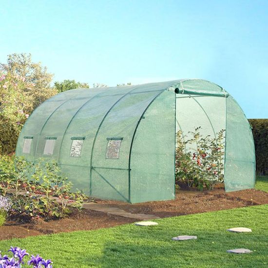 ID MARKET - Serre tunnel de jardin 12 m² verte gamme maraichère ZEBRA 4x3M