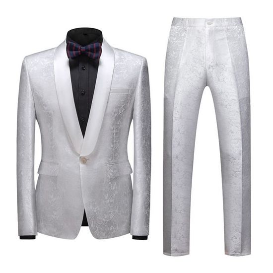Costumes de Mariage 2 Pièces pour Hommes, Coupe Ajustée, Simple Boutonnage, Un Bouton