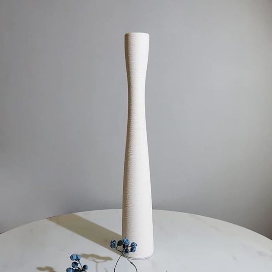 Vase De Sol Haut En Céramique Blanc 60 Cm - Décoration Minimaliste Chic Pour Maison Et Mariage