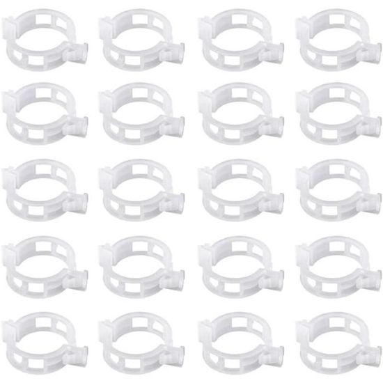 200 Attaches De Jardin Pour Plantes - Clips Plastique Blanc, Diamètre 25 Mm - Pour Tomates, Concombres, Vignes
